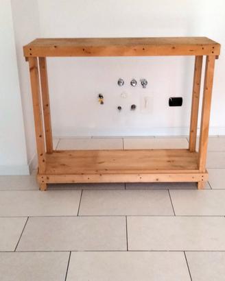 Consolle in legno con ripiano 110x39x93 cm