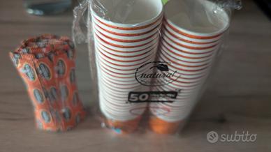 set 50 bicchierini carta caffe e palette