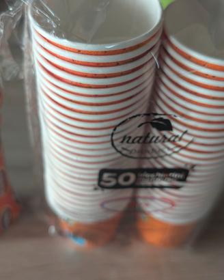 set 50 bicchierini carta caffe e palette
