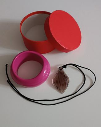 Bracciale e collana ciondolo vetro soffiato