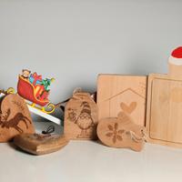 Set ornamenti natalizi legno con taglieri decorati