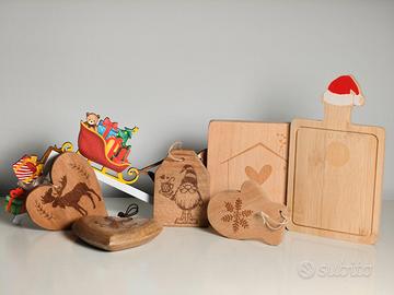 Set ornamenti natalizi legno con taglieri decorati