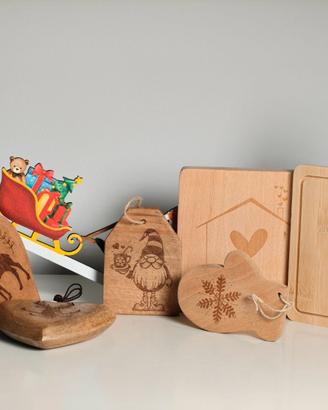 Set ornamenti natalizi legno con taglieri decorati
