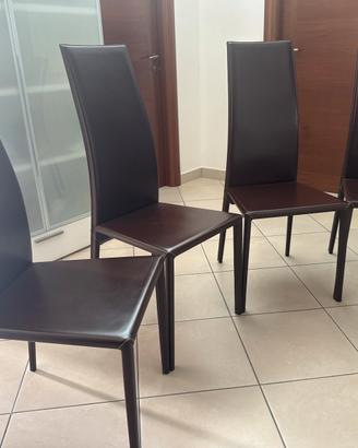 Sedie in cuoio marrone Calligaris