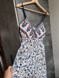 Tutina con bretelline blu fantasia
