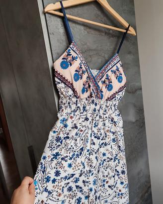 Tutina con bretelline blu fantasia