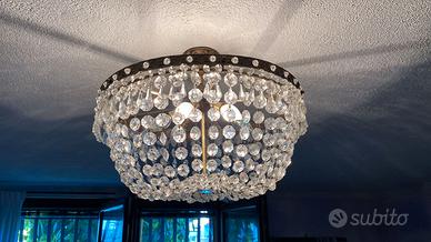 Lampadario a canestro di cristallo anni 60