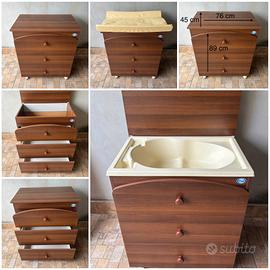 Mobile Fasciatoio con Bagnetto Pali – Legno color 