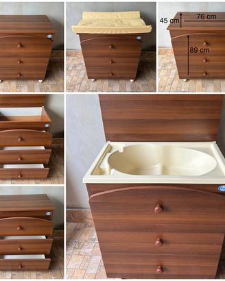 Mobile Fasciatoio con Bagnetto Pali – Legno color 