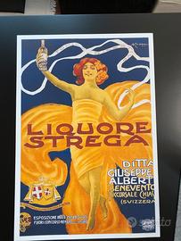 Poster liquore Strega 33 × 48 cm, liberty vintage