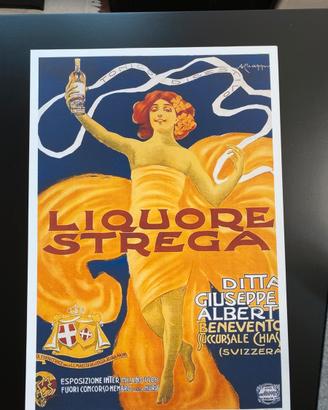 Poster liquore Strega 33 × 48 cm, liberty vintage