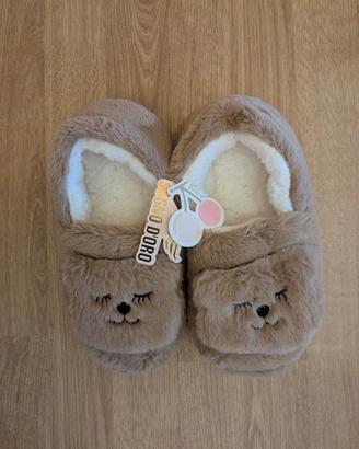 Pantofole peluche teddy marroni NUOVE