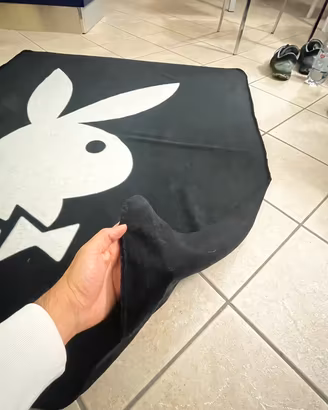 Plaid / Coperta Playboy nera con logo bianco