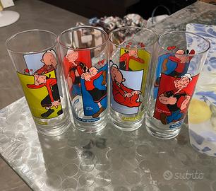 Set 4 bicchieri vetro Braccio di ferro