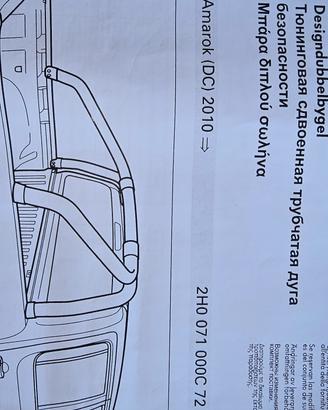 Amarok staffe supporto roll bar rollbar