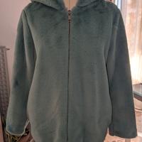 giacca lunga in pelliccia sintetica verde acqua 