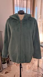 giacca lunga in pelliccia sintetica verde acqua 