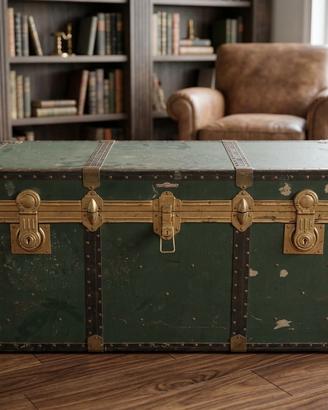 Baule vintage da viaggio con vassoio arredo