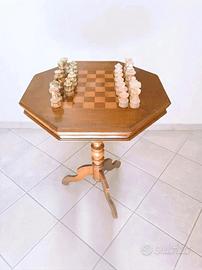Tavolo vintage scacchi in marmo e legno