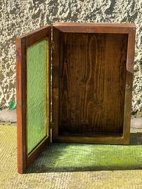 Armadietto vintage da parete con anta in vetro