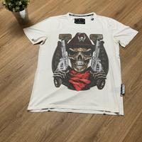 T-shirt bianca stampa skull western L