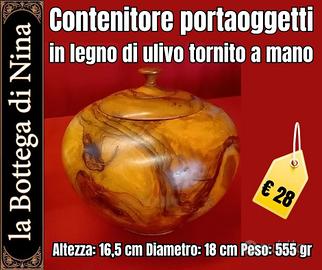 Portaoggetti in legno di ulivo tornito a mano