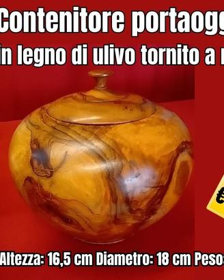 Portaoggetti in legno di ulivo tornito a mano