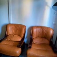 Vintage Divano 3 posti +2 Poltrone in Vera Pelle