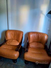 Vintage Divano 3 posti +2 Poltrone in Vera Pelle