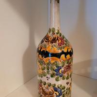 Bottiglia decorativa a collo lungo ceramica Deruta