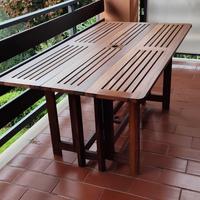 tavolo in teak pieghevole a consolle 
