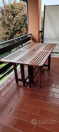 tavolo in teak pieghevole a consolle 