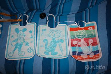 Quattro bavaglioli vintage in spugna, gatti e Topo