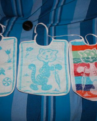 Quattro bavaglioli vintage in spugna, gatti e Topo