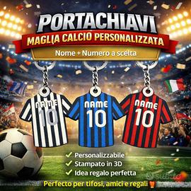 Portachiavi maglia personalizzabile calcio tifosi