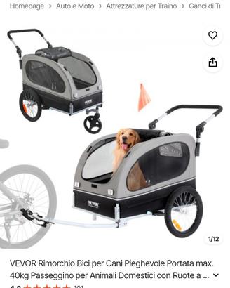 VEVOR Rimorchio Bici per Cani