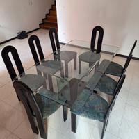 tavolo di cristallo e 8 sedie
