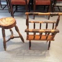 PORTA RIVISTE E SGABELLO IN PINO