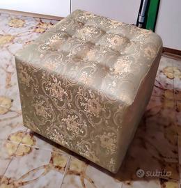 Pouf Capitonné in seta damascata verde