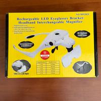 Occhiali con lenti di ingrandimento e luce