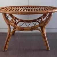 Tavolino ovale bambù e rattan Anni '60