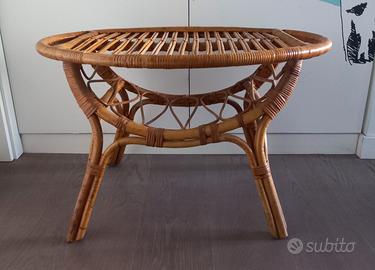 Tavolino ovale bambù e rattan Anni '60