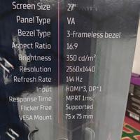 Monitor ITEK 27 pollici, 144HZ, 2560x1440, 1 ms
