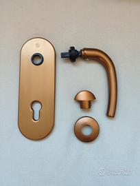 Placca, maniglia e pomo in alluminio F4 bronzato
