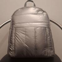 Zaino borsa effetto piumino trapuntato argento