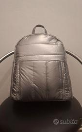 Zaino borsa effetto piumino trapuntato argento