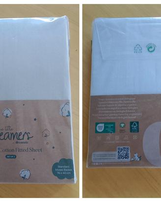 2 lenzuola con angoli cotone biologico