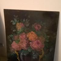 2 piccoli dipinti e un quadro a soggetto floreale