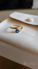 Anello oro 18 kt con zaffiro naturale