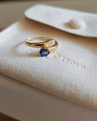 Anello oro 18 kt con zaffiro naturale